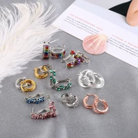 luxury zircon metal hoop earrings for women multicolor small simple round ear rings party wedding jewelry 2021 new