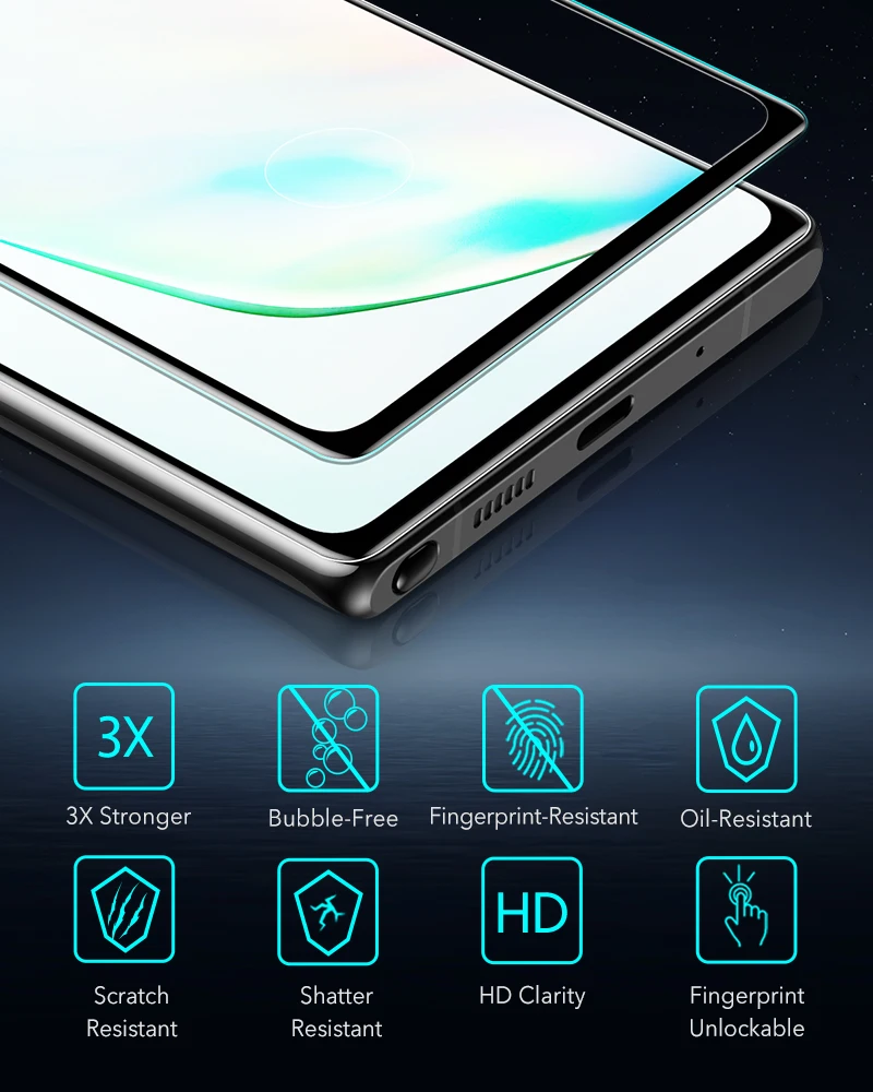 ESR 2PCS Screen Protector for Samsung Note 20 Ultra Tempered Glass for Samsung Galaxy Note 10 S20 Ultra A40 A50 A51 A70 A71 A10