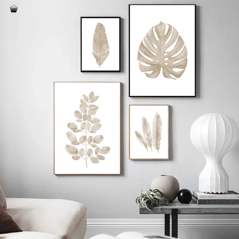 Настенный постер с изображением тропических листьев бежевых экзотических | Дом и