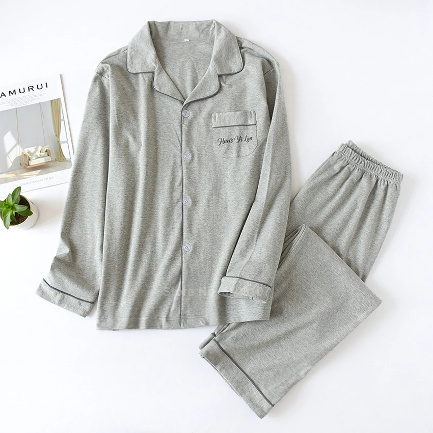 

Spring Pure Cotton Full Sleeve Pajamas Set for Men Women Couple's Clothing Soft Comfortable Home Sleepwear Lounge Pyjamas