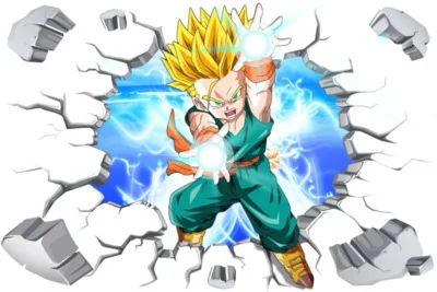 B549 -90x60 Наклейка s Виниловая Наклейка Декор Dragon Ball Z Гоку мультфильм 3D дети аниме разбиться настенное украшение для комнаты мальчик девочка стена - Цвет: B549 -90x60