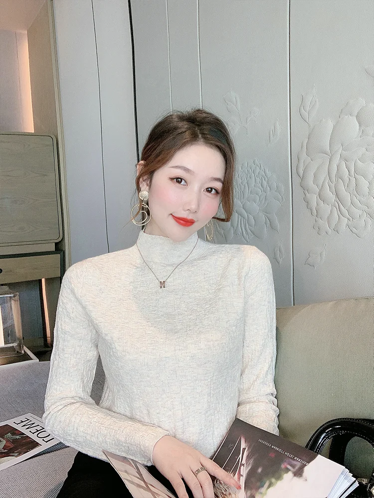 

Half high neck sweater autumn new women's clothing 2020 long sleeve women's sweater slim and simple Pullover bottoming shirt