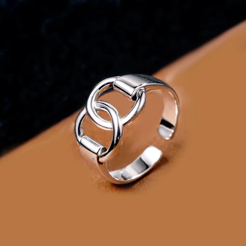 

Minimalist Silver Plated Ring New Fashion Creative Circle Geometry Retro Punk Party Jewelry Gift Charm Women's Opening Ring