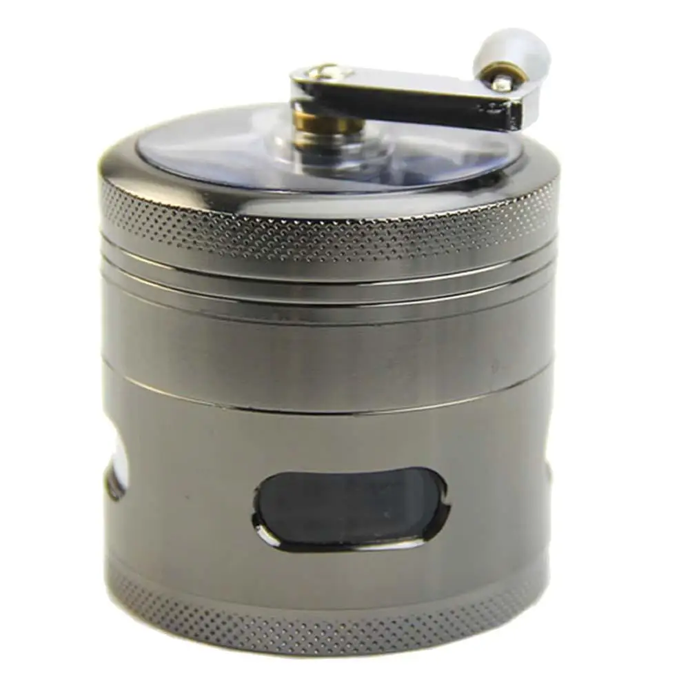 

New Handle Mill Grinder 4 Layer 2.5" Herb Tobacco Spice Crusher Metal Storage