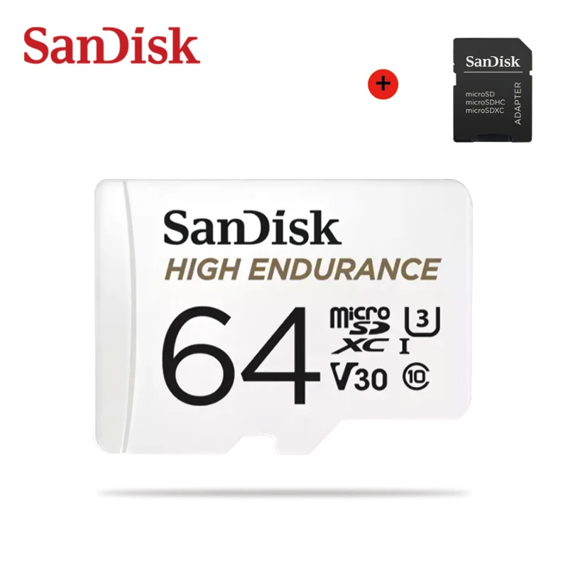 64 ГБ SanDisk, высокопрочная карта памяти Micro SD, 32 ГБ, 64 ГБ, 128 ГБ, 256 ГБ, профессиональная TF карта с адаптером для автомобиля dvr камеры - Емкость: 64 ГБ
