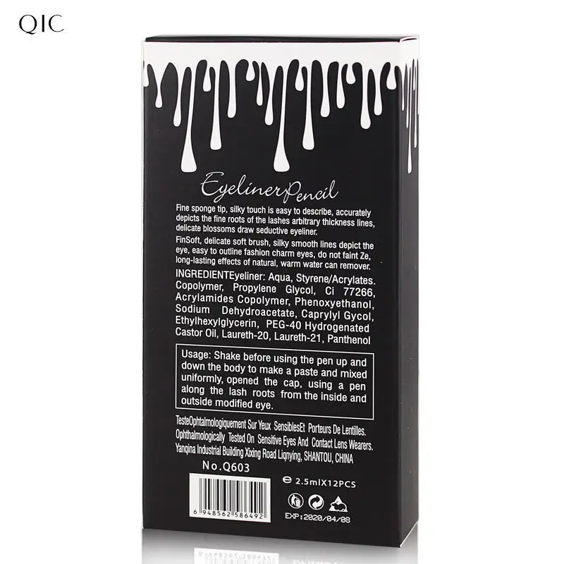 Суперчерный водостойкий жидкий карандаш для глаз подводка Дамская косметика