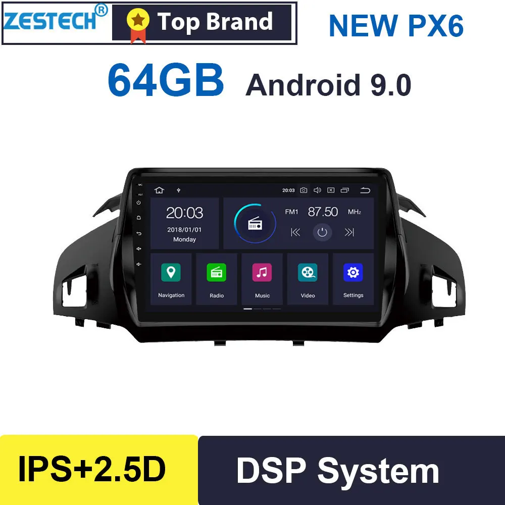 Автомагнитола ZESTECH PX6 с GPS 1 din Android 9 0 для Ford Kuga 2013 2014 2015 2016 2017 2018|Автомагнитолы| |