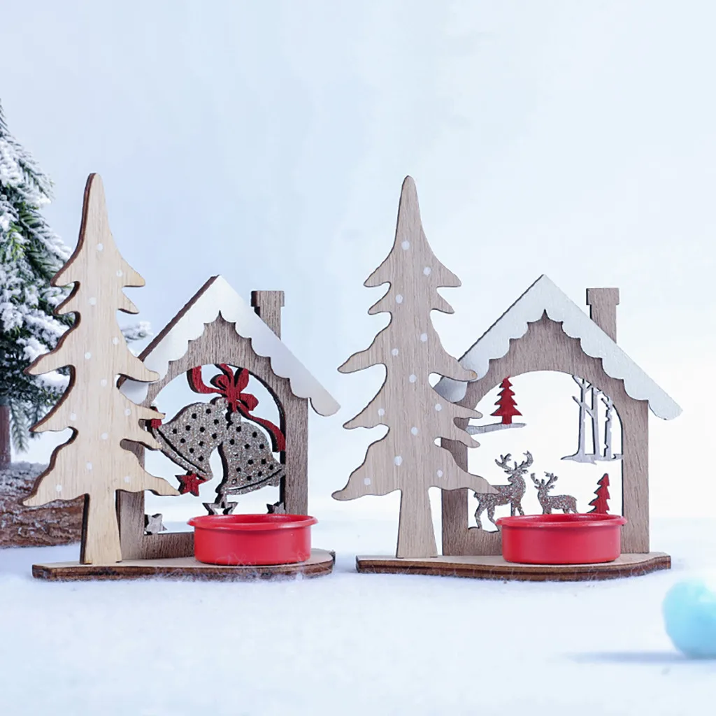 Креативный Рождественский деревянный фотоподсвечник сделай сам настольное