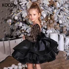 JONANY милые платья для девочек с цветами, свадебное платье для девочек, платье с блестками и круглым вырезом, с длинным рукавом, для первого причастия, roupas de florista