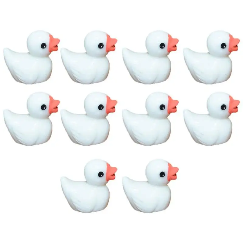 10 шт. миниатюрные фигурки белой утки плоские пластмассовые DIY украшения Ремесла