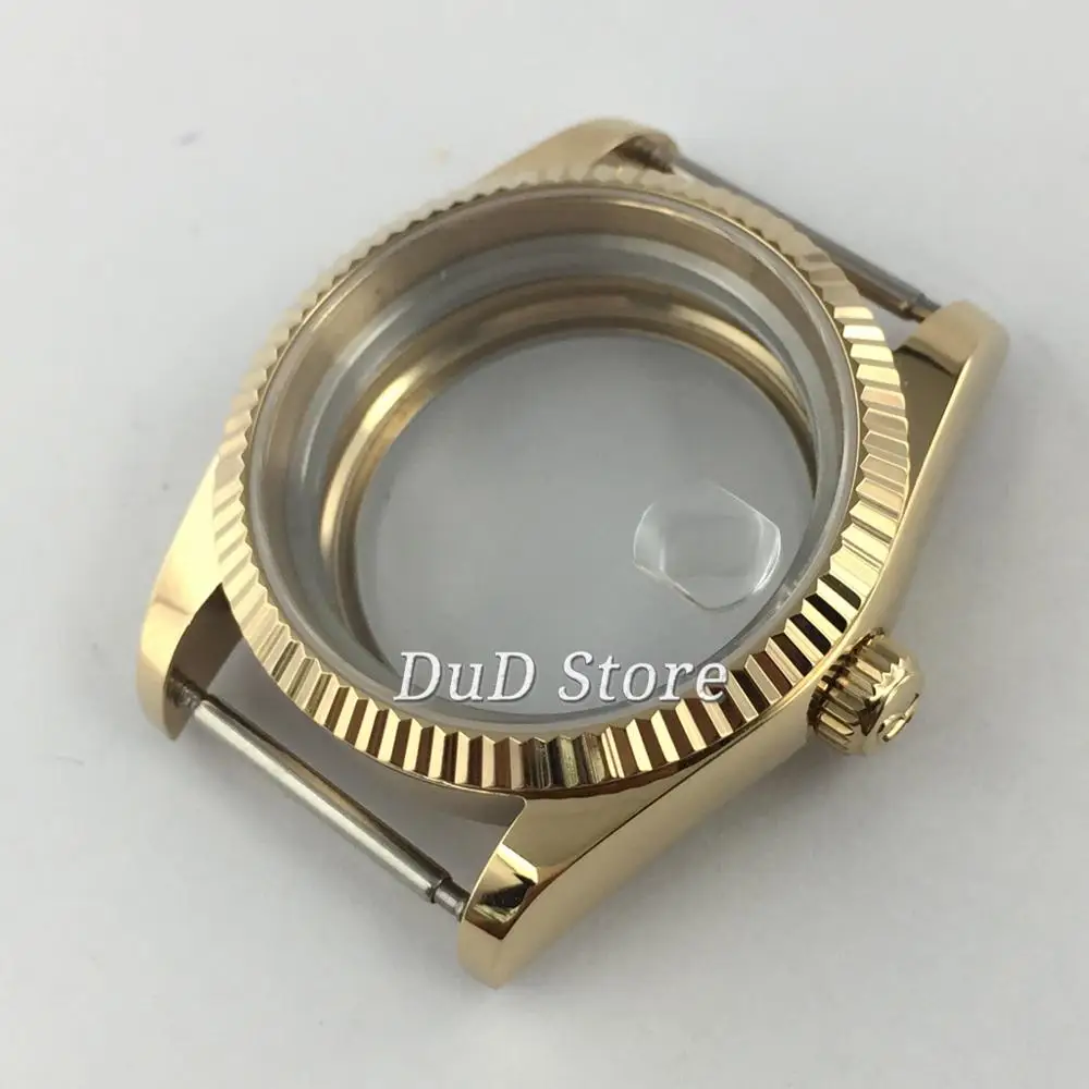 

Новый Parnis 36 мм часы с сапфировым стеклом золотой чехол Fit ETA 2836 Miyota 82 серия Mingzhu DG 2813 3804 Чайка 1612 механизм