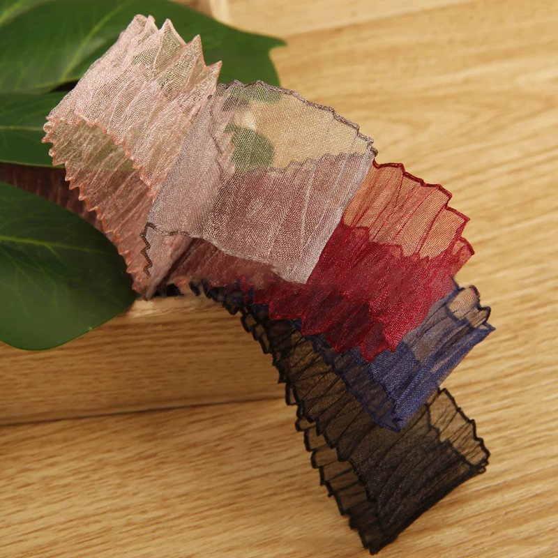 5 ярдов 25 мм/40 мм складки ленты из органзы для рукоделия аксессуары одежды