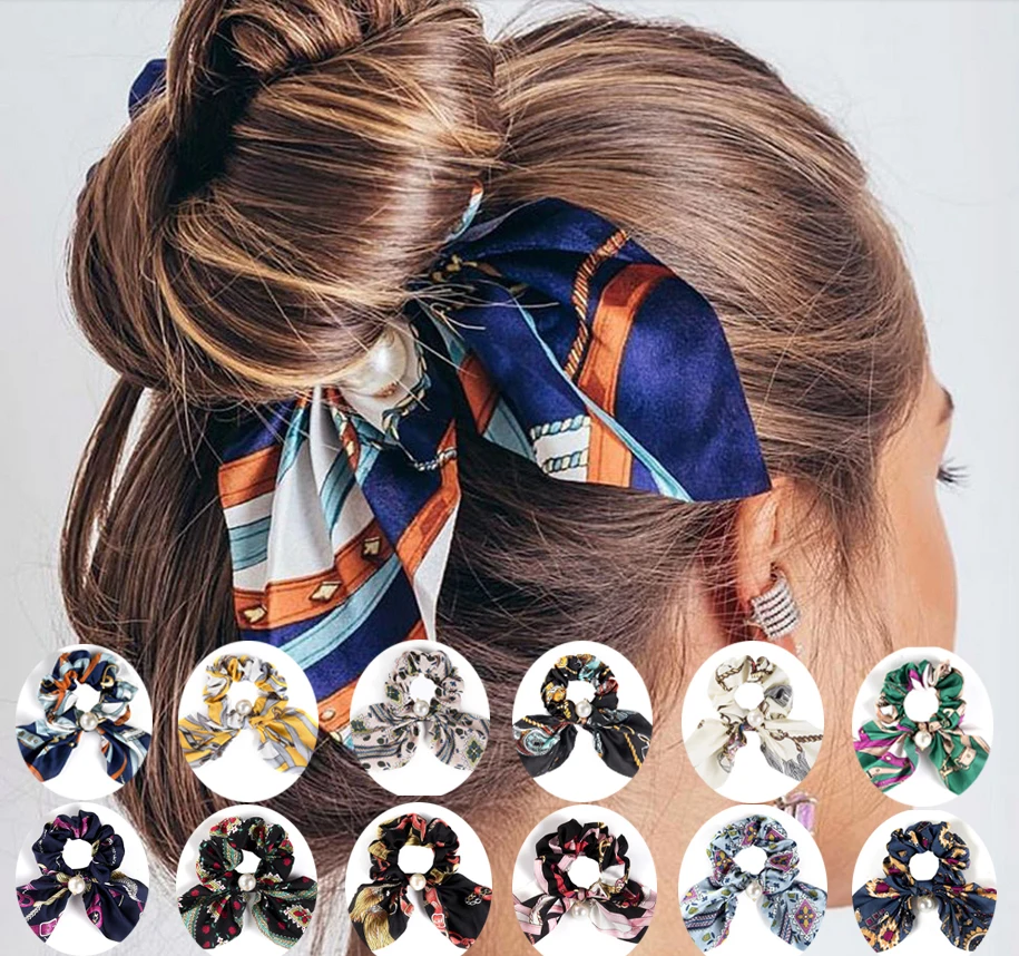 Женская резинка для волос эластичная лента с цветочным принтом аксессуар волос| |