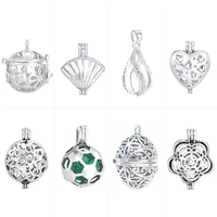 10pcs diy glass pearl cage locket pendant antique vintage aromatherapy essential oil diffuser necklace locket for jewelry ball
