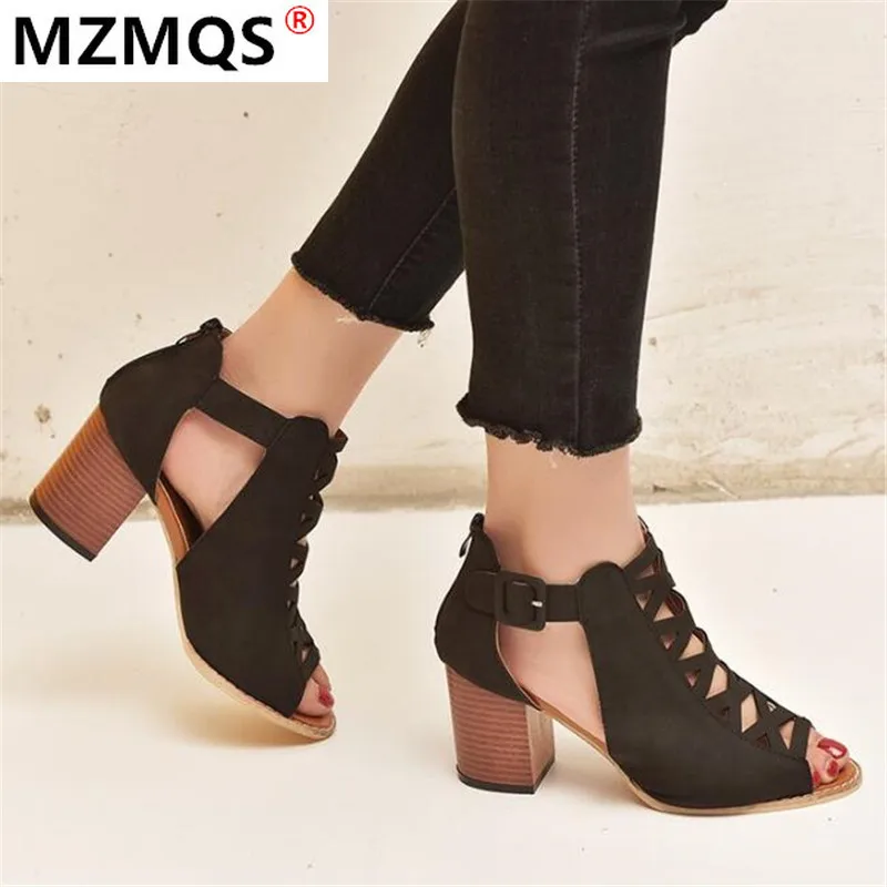 

Large Size Womens Sandals 2021 Summer New Platform Women Shoes Fashion Casual Thick Heel Roman Mouth Women's Sandals Slippers