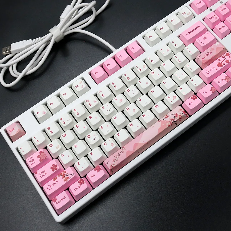 

104 Pieces Profile PBT Keycaps with Key Puller for Keyboard Dye Sublimation Keycap Set for Mechanical Gaming Keyboards Cherry