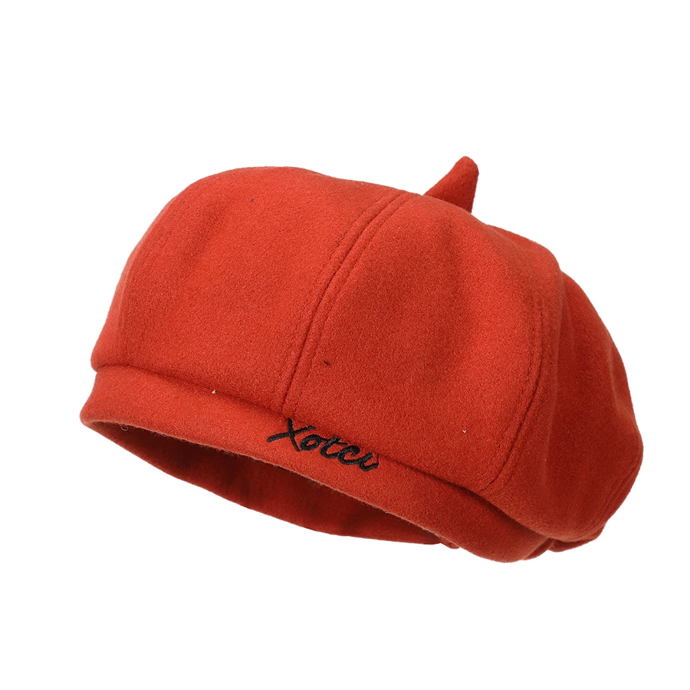 Kajeer, новинка, женская зимняя шапка, берет, женская, хлопок, шерсть, одноцветная, восьмиугольная шапка, шапка, дикая замша, с буквенным принтом, тыква, шапка художника