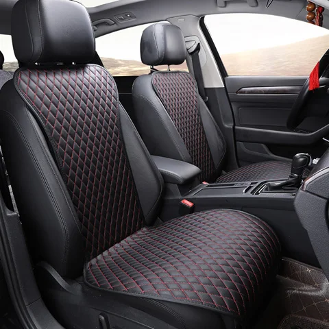 BlackRed front Абсолютно новые легкие в очистке не перемещающиеся подушки для автомобильных сидений, универсальные водонепроницаемые чехлы для сидений из искусственной кожи, подходят для большинства автомобилей - Название цвета: BlackRed front