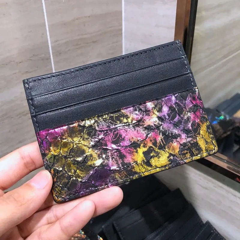 Card Holder CAJIFUCO ультратонкая кожа питона Porte Carte змеиная кожа кредитный держатель для карт кожаный кошелек для монет - Цвет: Card Holder