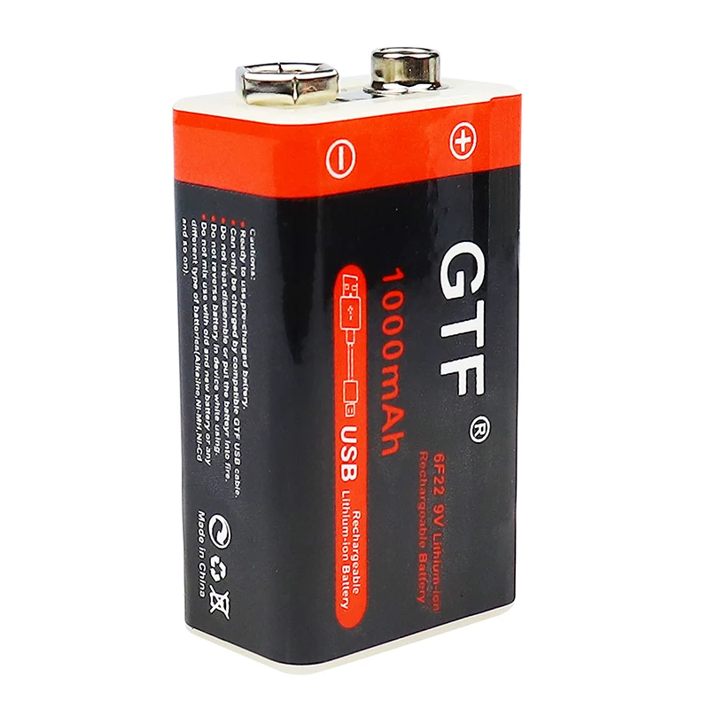 Аккумулятор литий-ионный 9 В 1000 мА ч Micro USB для мультиметра микрофона игрушек