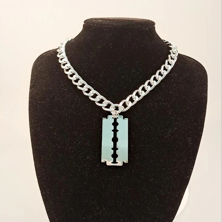 

Fashion Hollow Butterfly Stainless Steel Necklace Silver Color Thick Chain Trendy Pendant For Women Men Cool Punk Party Jewelry