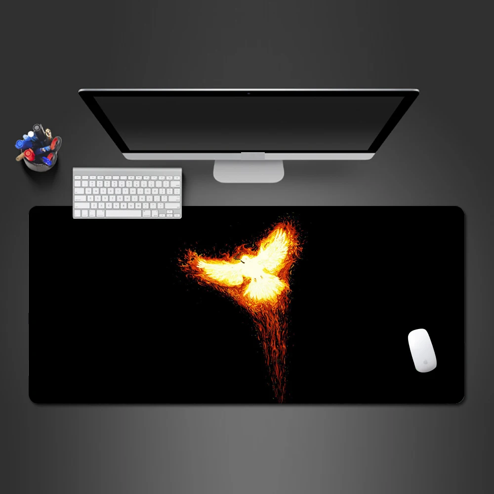 Черный 3D коврик для мыши с животным пламенем оптовая продажа большой резиновый