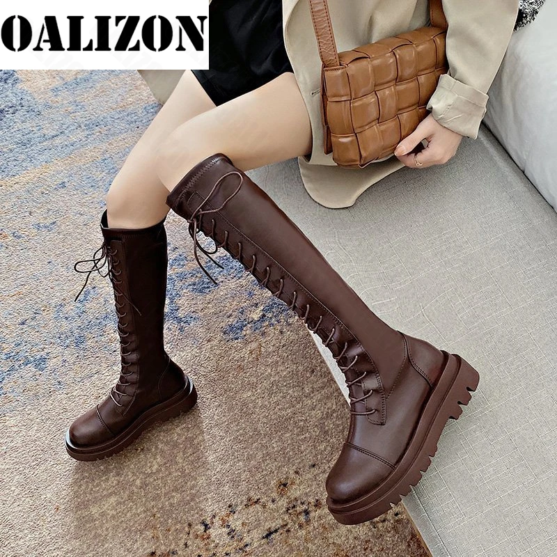 

Knee-High Platform Snow Botas New Mid Heels Women Fashion Chelsea Chunky Warm Boots 2022 Winter Designer Goth Casual Mujer Shoes