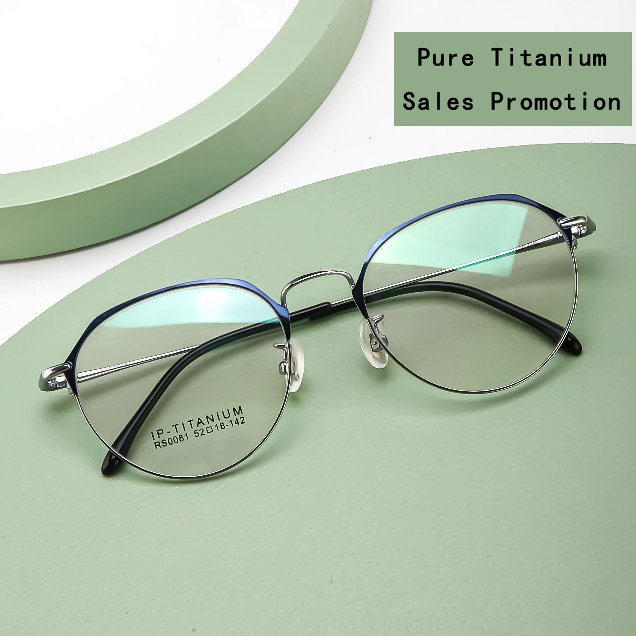 

Sales Promotion Pure Titanium High-End Fashion Polygonal Retro Frame Big Face Prescription Glasses For Men And Women