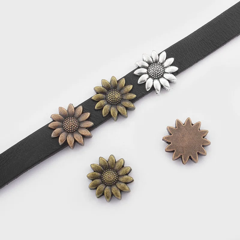 10 шт. античный серебряный цвет Подсолнух Снежинка ползунок разделители бусины