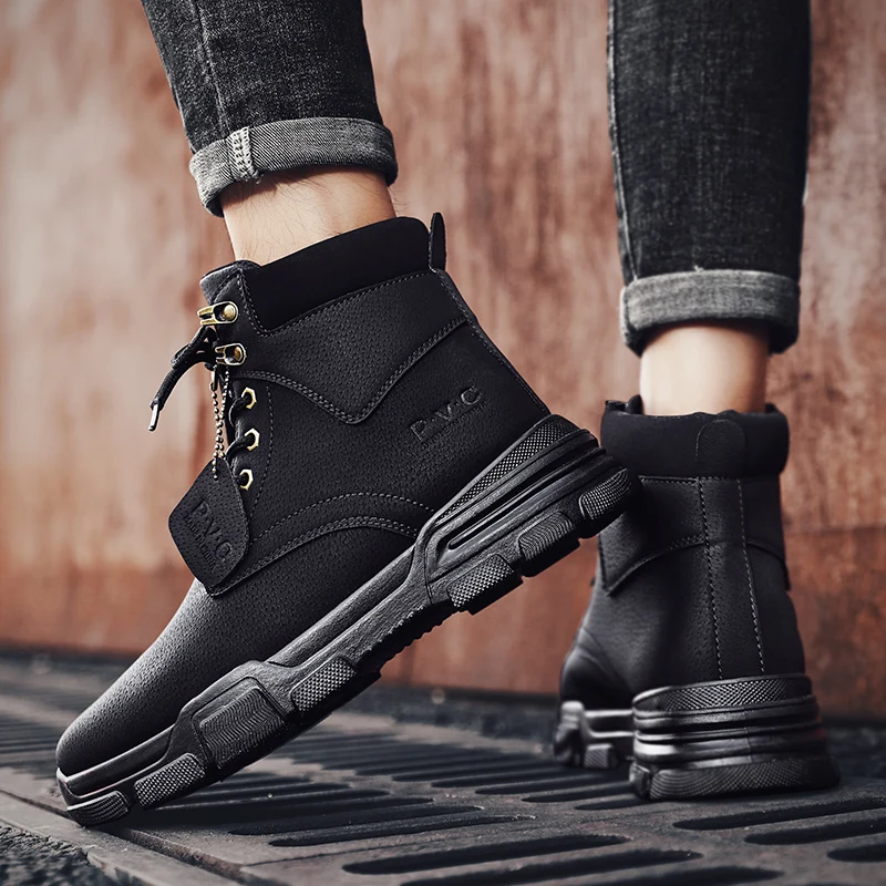 Новинка мужские ботинки резиновые военные до щиколотки кроссовки повседневная
