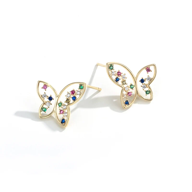 2021 Новый Цвет Фул кубический циркон серьги бабочки для женщин модная одежда