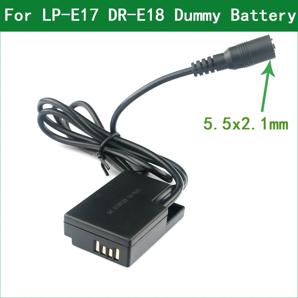 

DR-E18 DC Coupler LP-E17 Dummy Battery Fit Power for Canon EOS 77D 200D II 250D 750D 760D 800D 850D 8000D 9000D RP