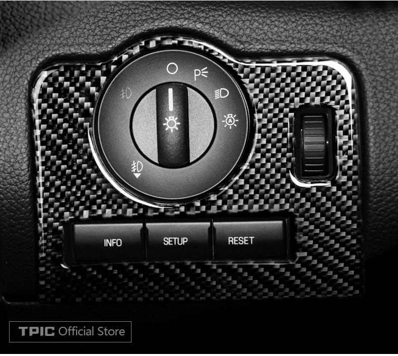 TPIC для Ford Mustang 2009-2013 Автомобильный Интерьер Литье карбоновое волокно рама переключателя фар Накладка Регулировка наклейки для авто