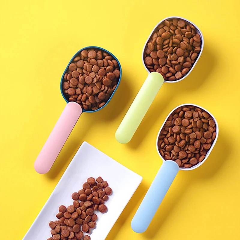 

Pet Supply Cat Dog Food Shovel Mutli-function Feeding Spoon With Sealing Bag Clip/No Bag Clip Creative Measuring Cup Feeder