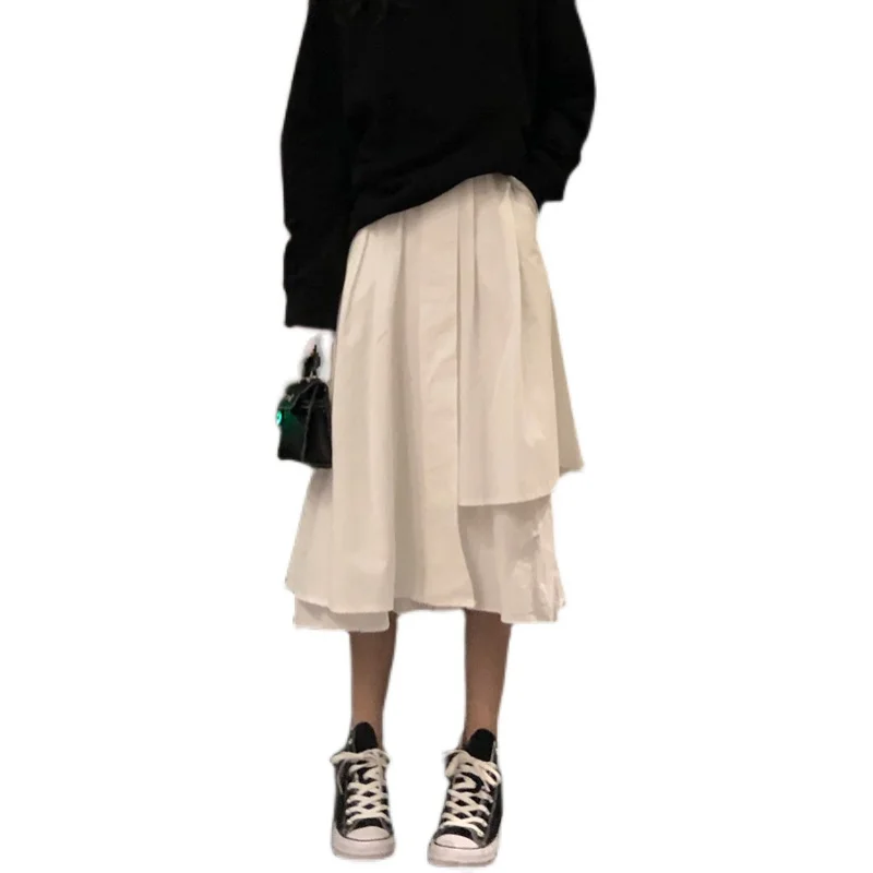 

Make firm offers a large number of spot ~ joker high elastic waist skirt long irregular solid colored skirts students