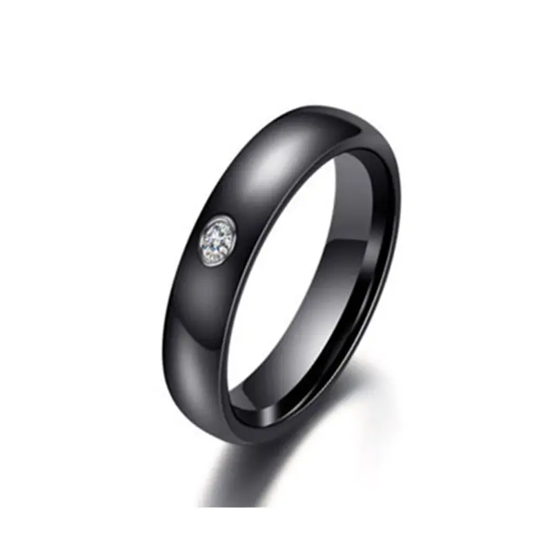 Мужское и женское кольцо из нержавеющей стали с фианитом 4 мм 6 | Украшения