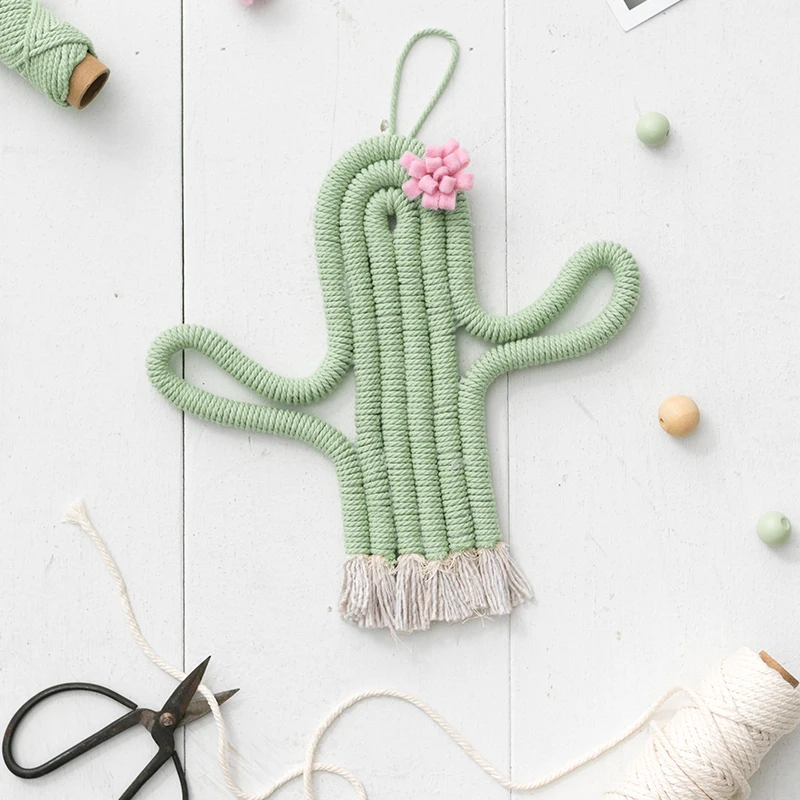 Hand-woven Cactus Living Room Pendant Creative Bedroom Layout Nordic Ins Wall Decoration Children's Accessories | Дом и сад