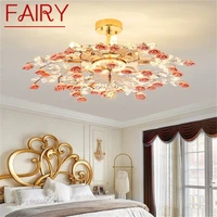 fairy creative chandeliers light crystal pendant lamp red flower branch home led fixture for living dining room