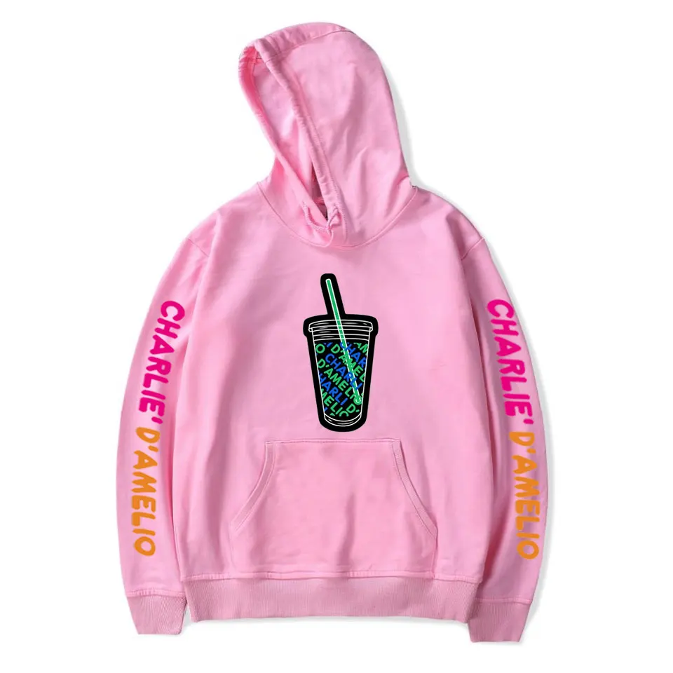 

Одежда с Бали, толстовки с капюшоном Charli Damelio, свитшоты, новинка 2021, спортивный костюм оверсайз с принтом логотипа Харадзюку, розовый/красный...