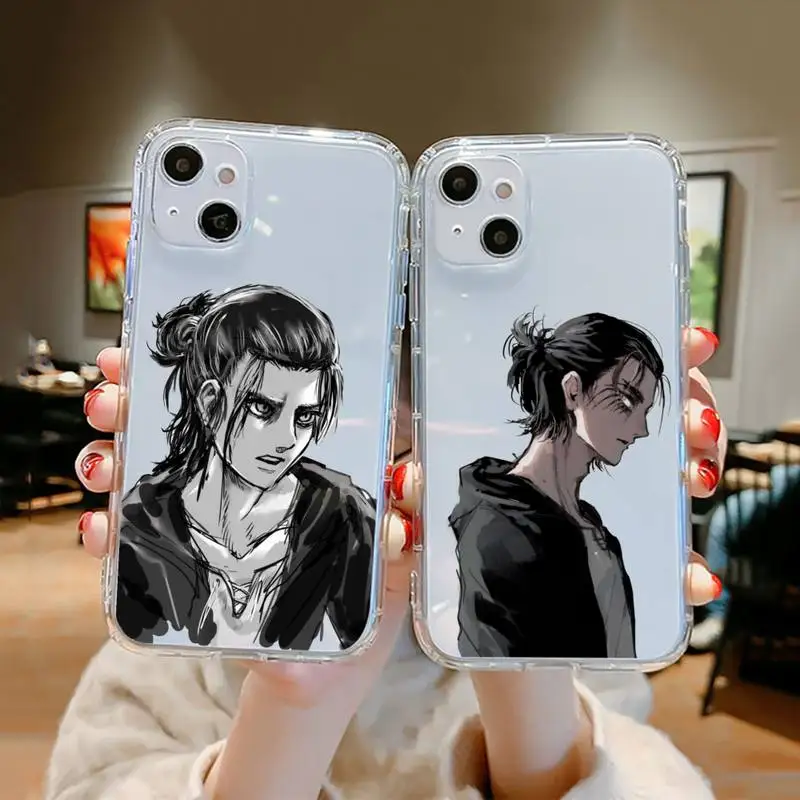 

Allen Attack On Titan Phone Case For iPhone 13 12 11 8 7 Pro Max Plus X XS XR MINI transparent clear New coque shell funda cover
