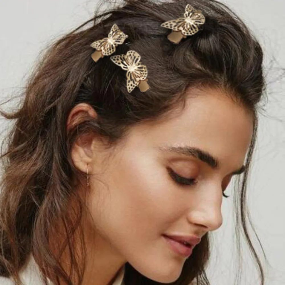 

Retro Hollow Out Golden Butterfly Hairpin Vintage Simple Edge Clip Female Hairwear Female Fashion Jewelry 1PC
