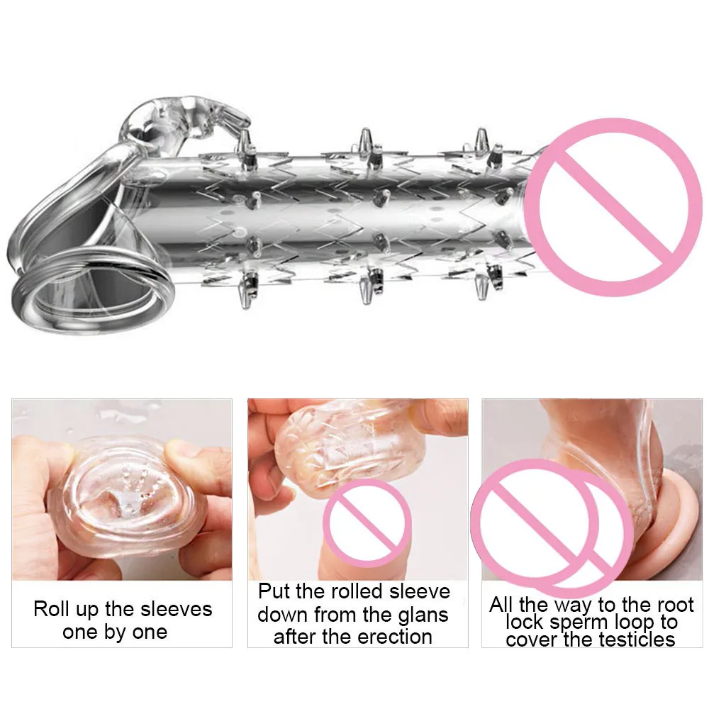 Мужской пенис рукав многоразовые насадки на удлинитель массажер петух кольцо