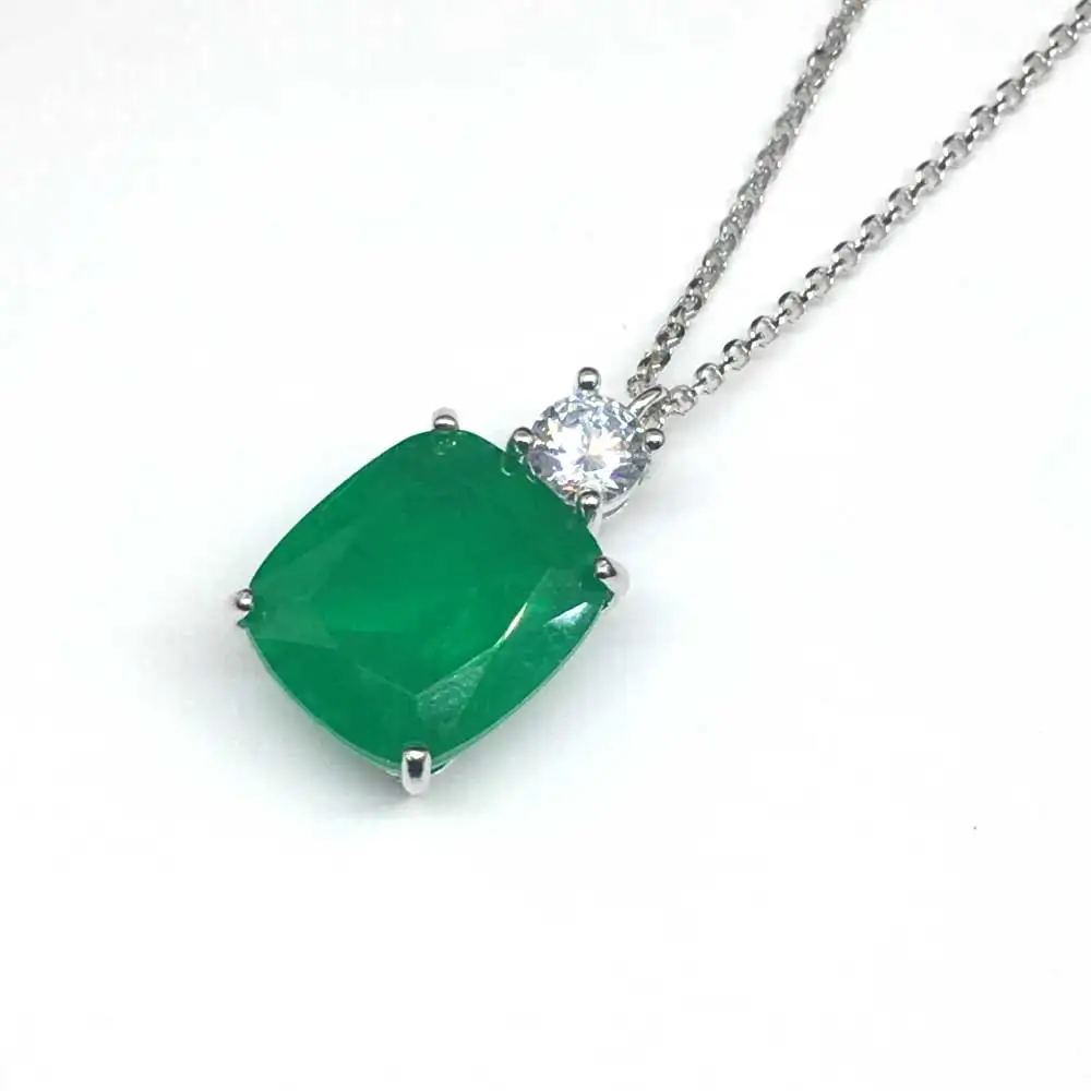 CSJ подвеска с изумрудом из стерлингового серебра 925 пробы Серебряная Подушка 12*14