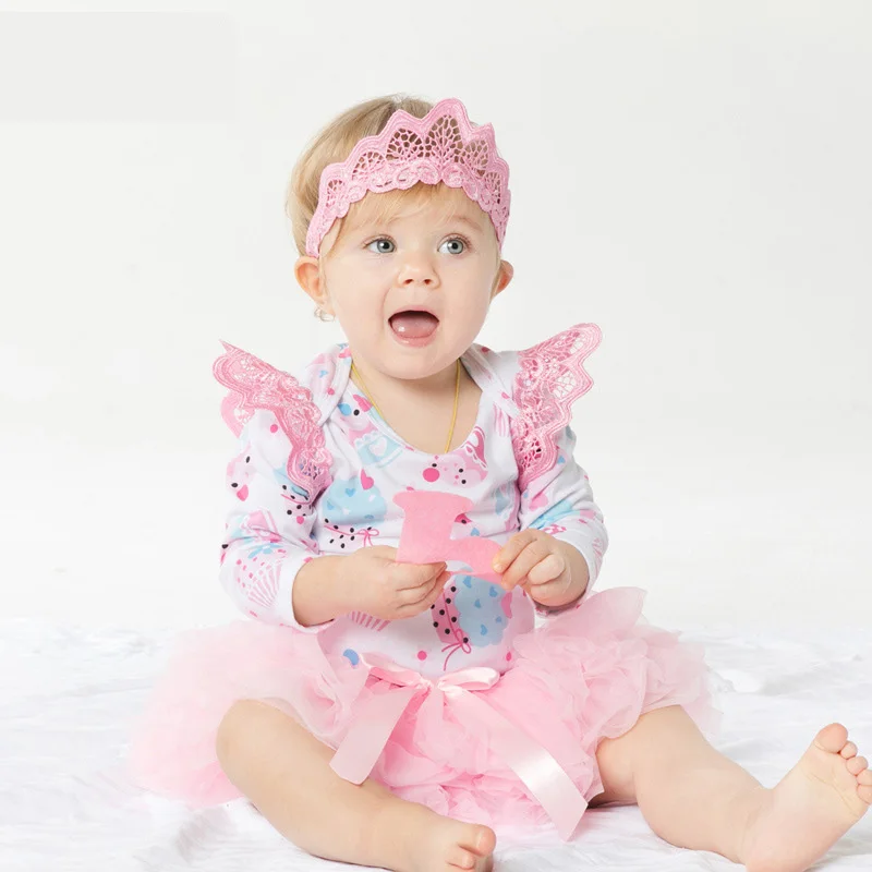 

Spring and Autumn 0-24M Baby Girls Fashion Clothes Child Hakama Infant Black Long Sleeve Triangle Romper Suit with Headband