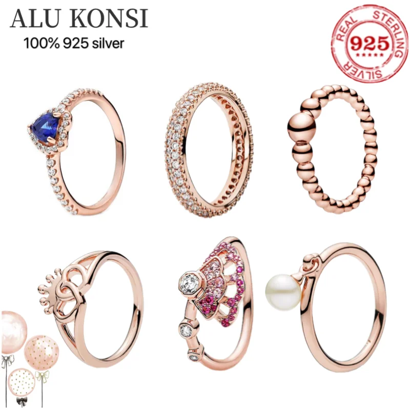 

2021 горячая Распродажа 925 стерлингового серебра подлинные Pandora кольцо для женщин Корона цвета розового золота, подходят к оригиналу пара ...