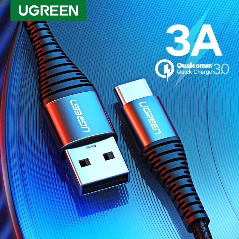 Ugreen 3A USB C кабель для samsung S10 S9 Note 9 Xiaomi Mi 9 8 Быстрая зарядка type-C кабель для Oneplus 6t type C шнур зарядного устройства