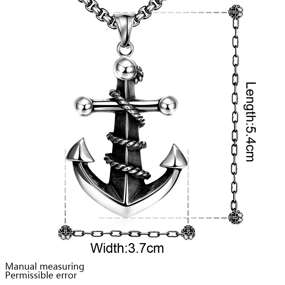 

The Ancient Maya Hiphop Vintage Retro Silver Plated Titanium Necklace Anchor for Men Party Gift Sweater Necklace GMYN052