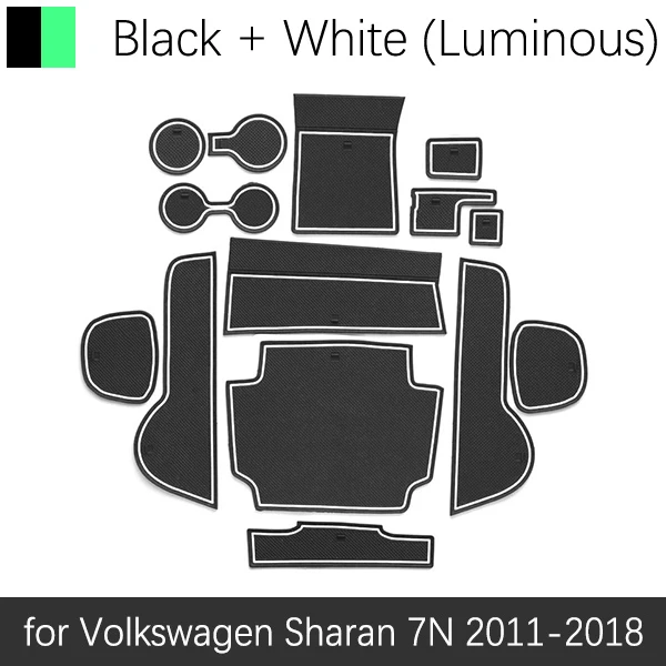 Противоскользящие резиновые чашки подушки двери паз коврик для Volkswagen VW Sharan 7N SEAT Alhambra MK2 2011~ аксессуары коврик для телефона - Название цвета: White Luminous
