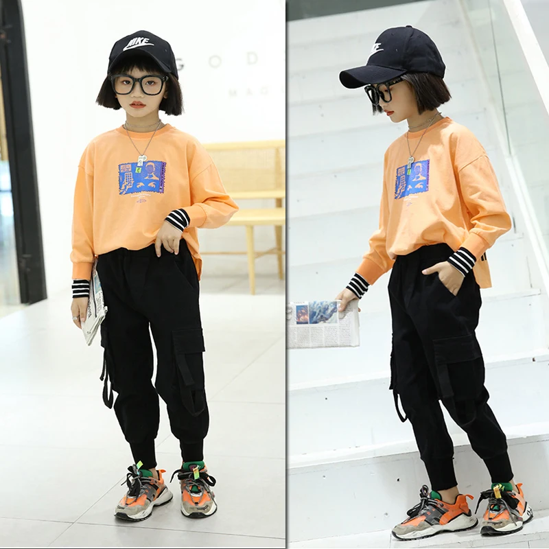 

Kids Pockets Cargo Pants Unisex Loose Streetwear Trousers Sweatpants Spring Autumn Teens Athletic Pants Fashion Children Clothes