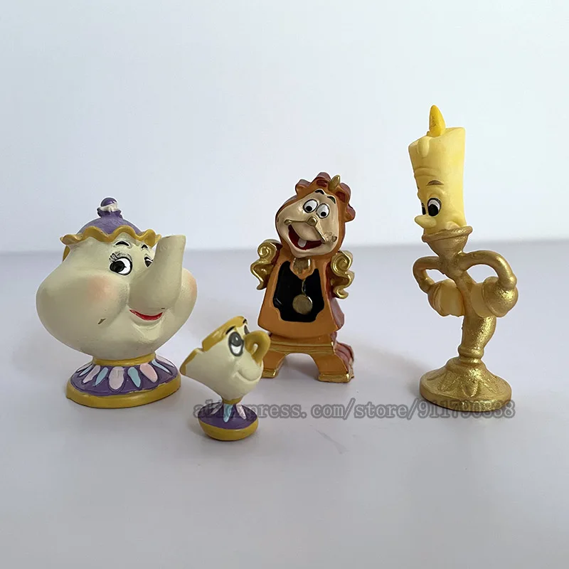 

4Pcs/Set Disney Beauty and the Beast Lumiere Chip Mrs. Potts Action Figure Model Toys Collection Toys Gifts for Children